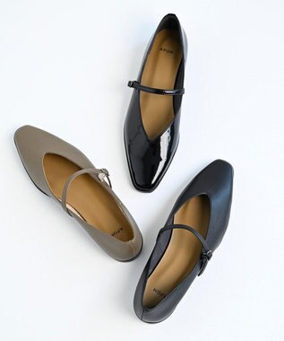 APOM 日本製 晴雨兼用スクエアトゥストラップシューズ15＜CRAHUG限定＞ ブラック