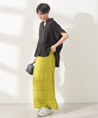 AMERICAN HOLIC 【接触冷感】タックフレンチスリーブシャツ Black