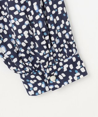 自由区 L 【カタログ掲載・セットアップ対応・洗える】ジオメトリックフラワードットプリント ブラウス ネイビー系