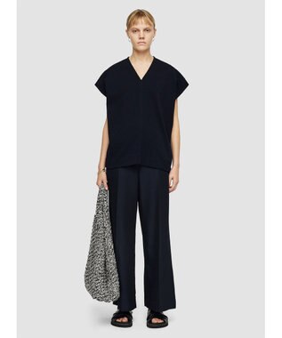 JOSEPH マーセライズコットン　Vネックトップス Navy
