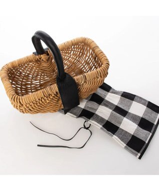 UNBILLION perche アラログ×姫路レザーフラップ付きカゴバッグ ブラックチェック