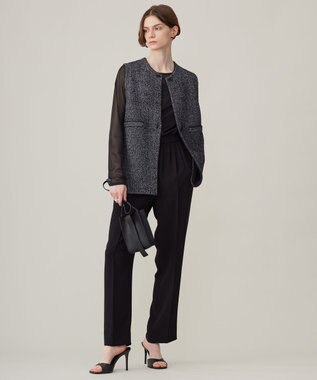 ICB L 【洗える】 マットトリコットチュール シアーカットソー ブラック系