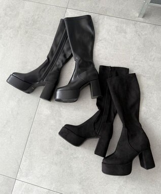 WEGO ストレッチヒールロングブーツ ブラックその他