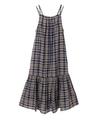 earth music&ecology マドラスチェックキャミワンピース Navy