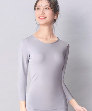 Wing あったかインナー 綿100％(肌側) やさしい肌ざわり 軽い 8分袖 長袖 ネックせまめ 秋 冬 EL2951 ウイング／ワコール パープル