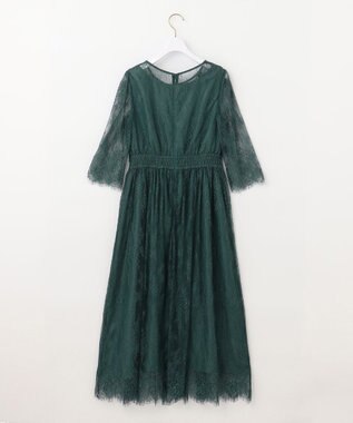ANY SIS 【洗える】パネルレース ドレス ダークグリーン