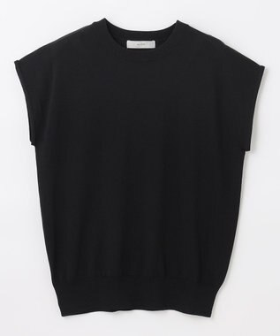 ANY 【UVケア/接触冷感/アンチピリング】クールタッチフレンチスリーブニット ブラック