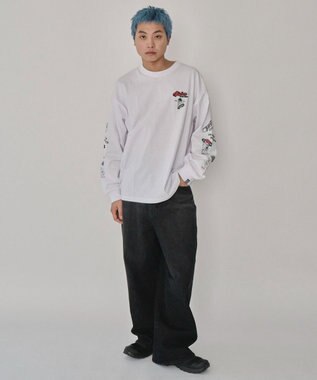 WEGO 【ユニセックス着用ITEM】別注VISIONグラフィックスリーブプリントT（LS） ホワイト