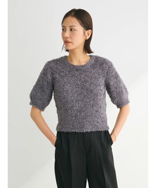 Green Parks テープヤーン半袖ニットプルオーバー Charcoal Gray