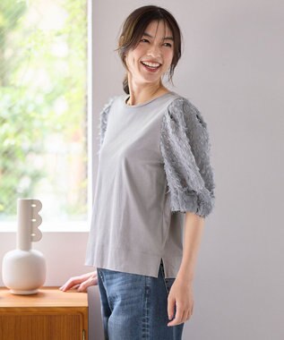 ANY L シルケットスムースジャガードスリーブプルオーバー グレー