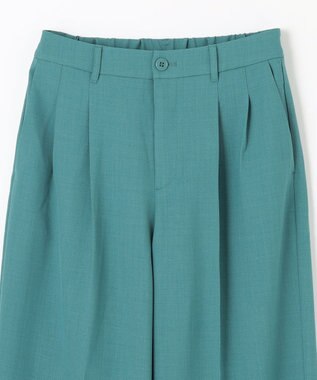 ANY 【洗濯機可能/ウエストゴム】美脚２タック ワイドパンツ ブルーグリーン