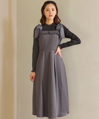 シアーリボンショルダー ジャンパースカート