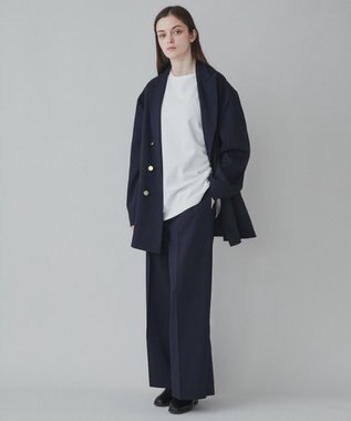 WEGO 【ユニセックス着用ITEM】ワイドストレートスラックス ネイビー