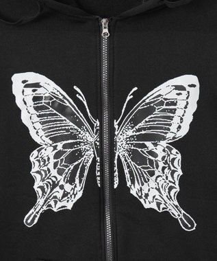 WEGO バタフライBIGZIPパーカー ブラック