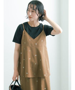 Te chichi 小花柄刺繍キャミチュニック ブラウン