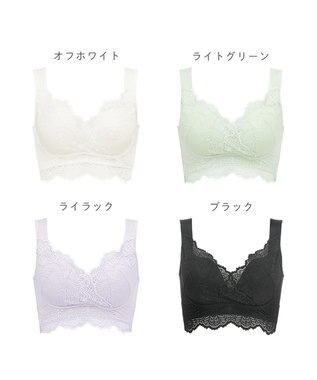 BRADELIS New York 【BRADELIS Me / ノンワイヤー・バストアップ】レーシィオールインワンブラ 日中も就寝時も快適に補正するブラ ブラック