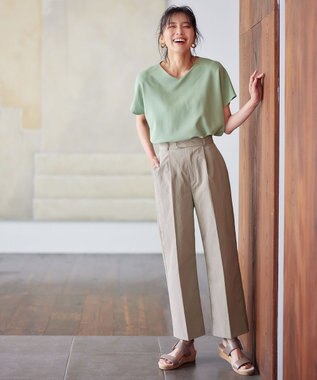 ANY 【吸水速乾/イージーケア/ストレッチ/ウエストゴム/洗濯機可能】ドライチノタックパンツ ライトモカ