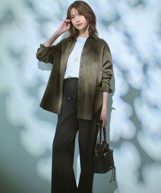 23区 【撥水加工/洗える】ドライ2WAYストレッチ ドロスト ワイド パンツ ブラック系