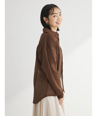 Green Parks カットレースシャツチュニック Brown