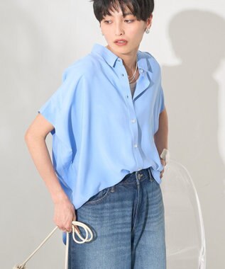 AMERICAN HOLIC 【接触冷感】タックフレンチスリーブシャツ Sax