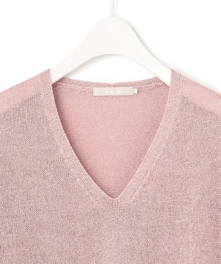 ICB 【WEB限定カラーあり・洗える】ペーパーブレンドシャインニット Vネックプルオーバー ピンク系［WEB限定］