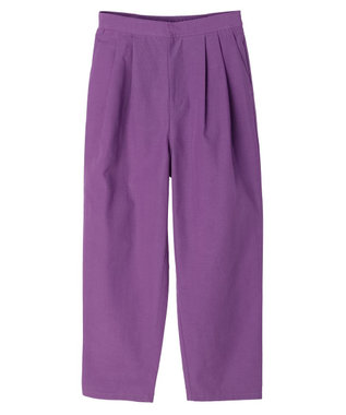 Green Parks 綿麻混タックテーパードパンツ Deep Purple