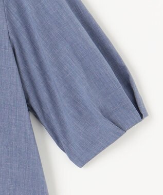 J.PRESS LADIES 【洗える】ラミーポプリン 前開き ブラウス ブルーシャンブレー系