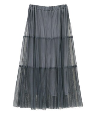 Green Parks チュールプリーツティアードスカート Gray