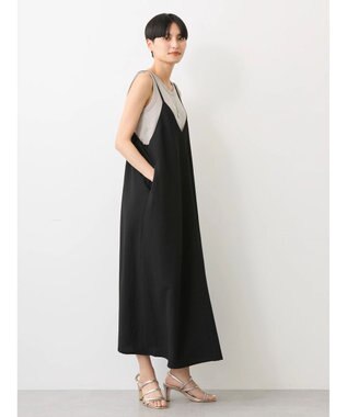 AMERICAN HOLIC 丈違いフクレジャガードキャミワンピース Black