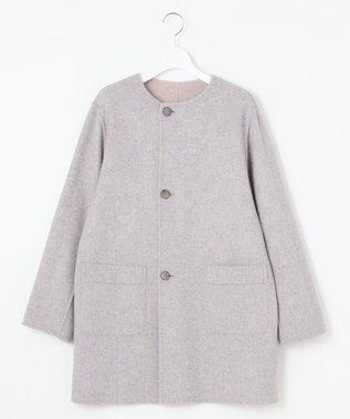 J.PRESS LADIES L 【リバーシブル】ウールナイロン リバー ミドル コート ベージュ系