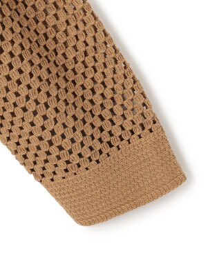 UNFILO L クロシェレースニット ZIPカーディガン キャメル