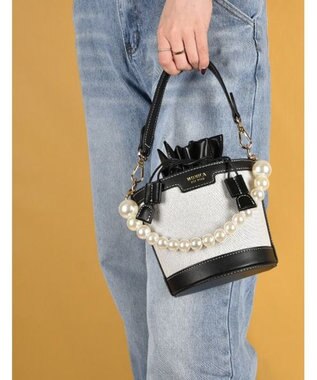 LA BAGAGERIE 【MONICA】パールバケットバッグ ブラック