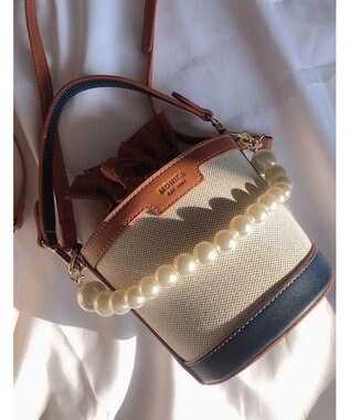 LA BAGAGERIE 【MONICA】パールバケットバッグ ネイビー