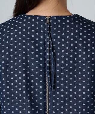 Ripo trenta anni デニムジャガード V-NECK DOTS DENIM DRESS デニムワンピース INDIGO