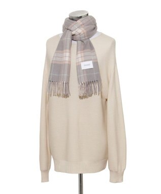 MOONBAT MACKINTOSH PHILOSOPHY(マッキントッシュ フィロソフィー）カシミヤ100％ クラシカルチェックマフラー ライトグレー