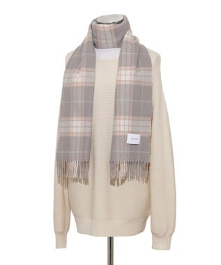 MOONBAT MACKINTOSH PHILOSOPHY(マッキントッシュ フィロソフィー）カシミヤ100％ クラシカルチェックマフラー ライトグレー