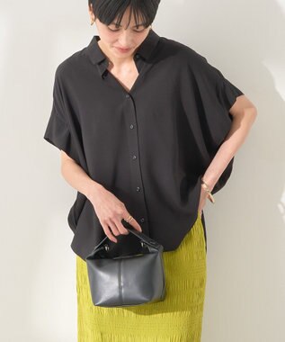 AMERICAN HOLIC 【接触冷感】タックフレンチスリーブシャツ Black