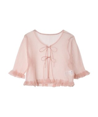 earth music&ecology シアーラメフリルカーディガン Pink