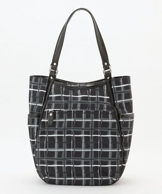 Y'SACCS ドローイングチェックトートバッグ ブラック