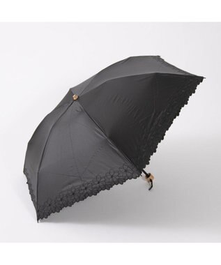 UNBILLION カシュネ cachenez / 【晴雨兼用】【日傘】 【UV カット率99.999.9％以上】PU軽量フラワー刺繍ミニ折りたたみ傘 ブラック