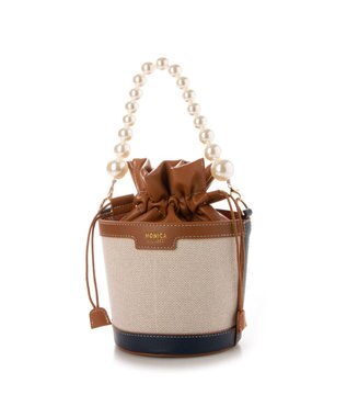 LA BAGAGERIE 【MONICA】パールバケットバッグ ネイビー