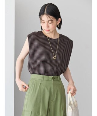 AMERICAN HOLIC ショルダータックノースリーブプルオーバー Border Black