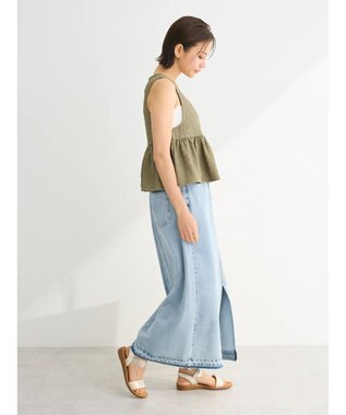 Green Parks ジャガードペプラムＺｉｐベスト Khaki