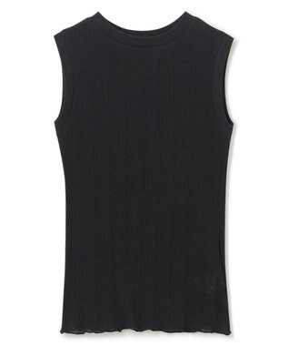 uncrave 【手洗い可】シアー ランダムリブ ノースリーブ カットソー（uncrave STANDARD） ブラック