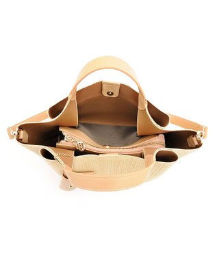 MioFIRANO ウーブンルックハンドバッグ 2WAY パスケース付き　FIRANO フィラノ BEIGE