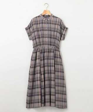 組曲 【リボンタイ付き】シアーツイルチェック ワンピース パープル系3