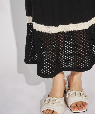 GRACE CONTINENTAL メッシュヘムニットワンピース ブラック