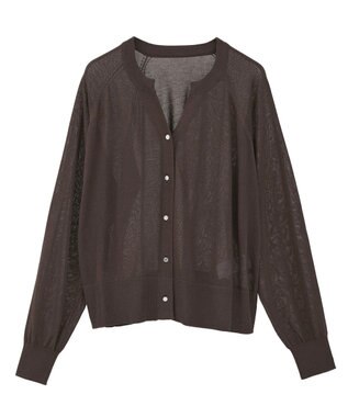 earth music&ecology 【接触冷感】キーネックシアーカーディガン Brown