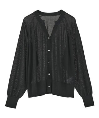 earth music&ecology 【接触冷感】キーネックシアーカーディガン Black