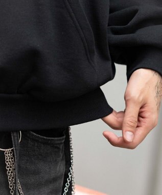 WEGO 【ユニセックス着用ITEM/裏起毛】バルーンクロップドグラフィックプルパーカー ブラック